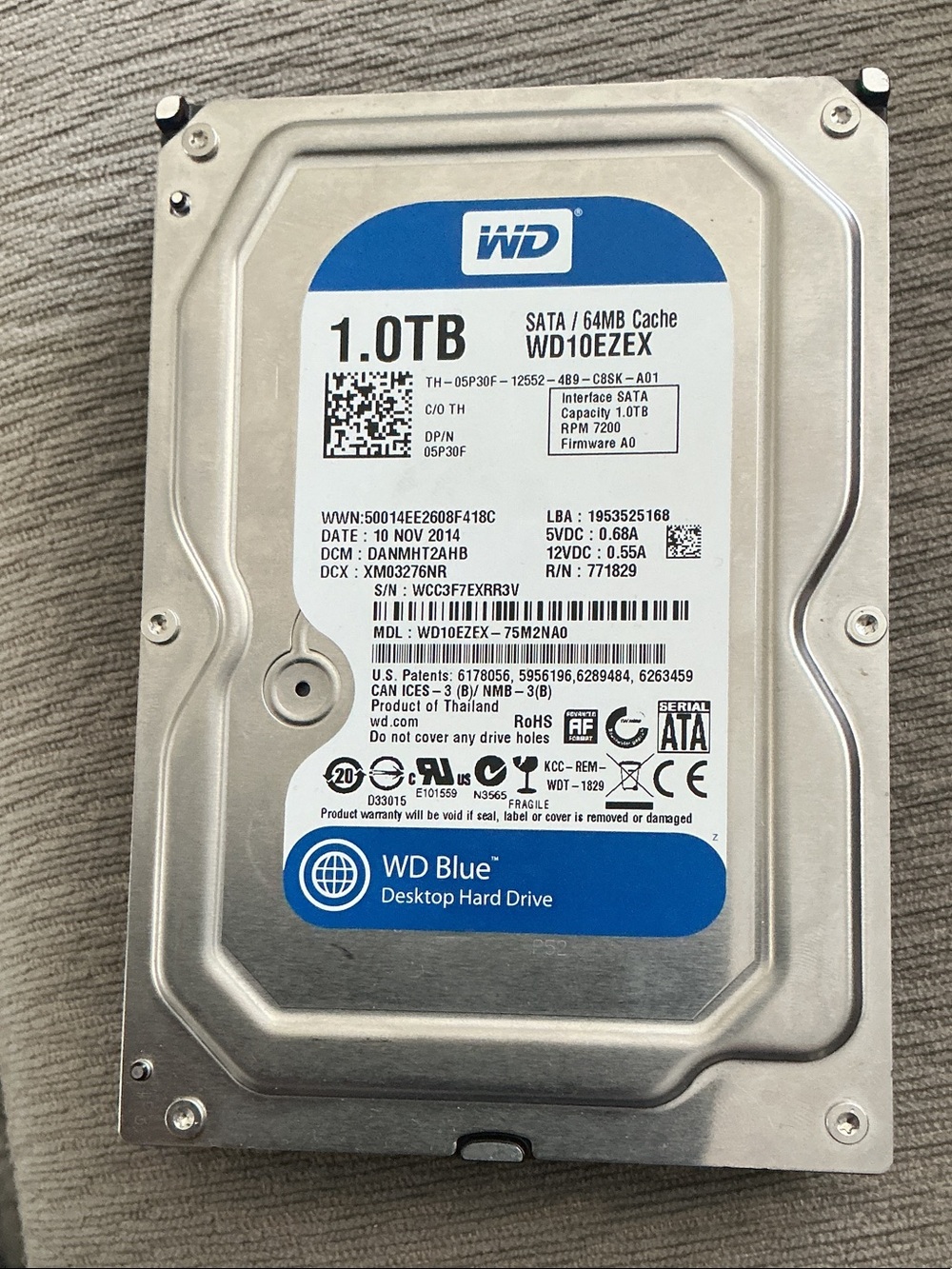 Blue 1.0TB SATA Desktop Hard Drive - Silver/Blue